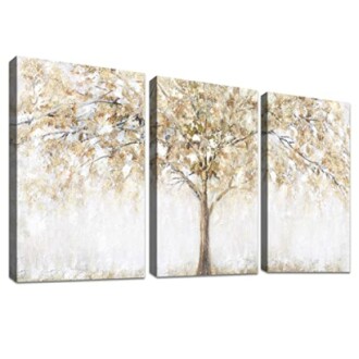 3 Pcs Cadre en bois Impression sur Toile - Art Mural Abstrait pour Décoration Maison